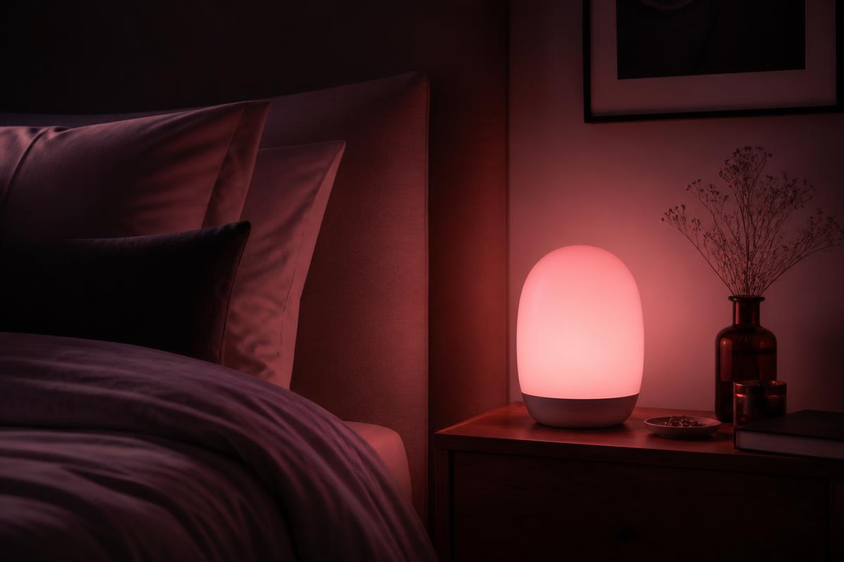 Bedside lamp in a cosy bedroom
