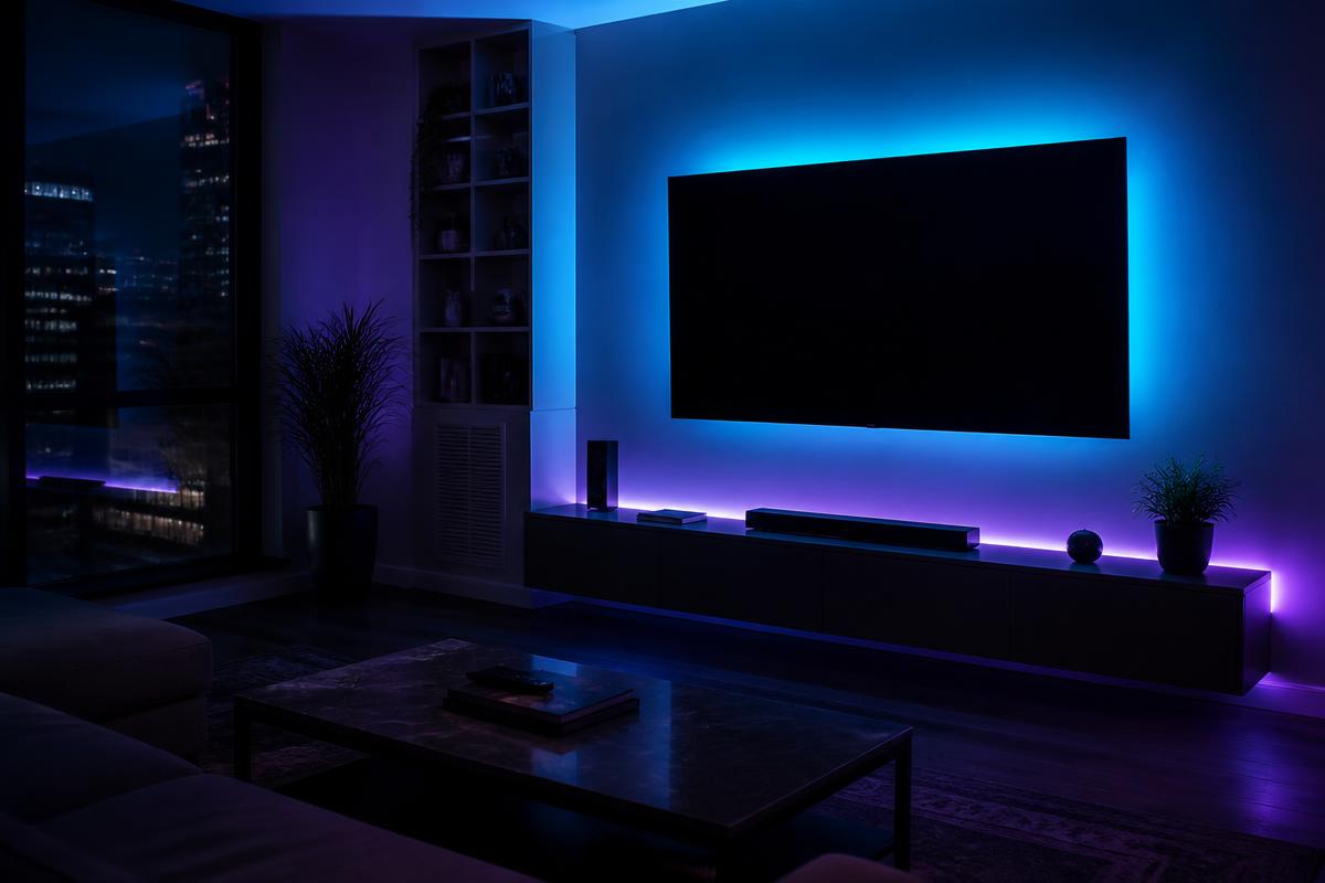 LED strip lights behind a TV